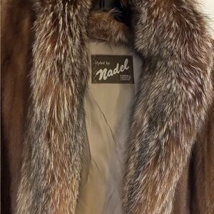 Mink (with fox collar) Full-length Brown Fur Coat